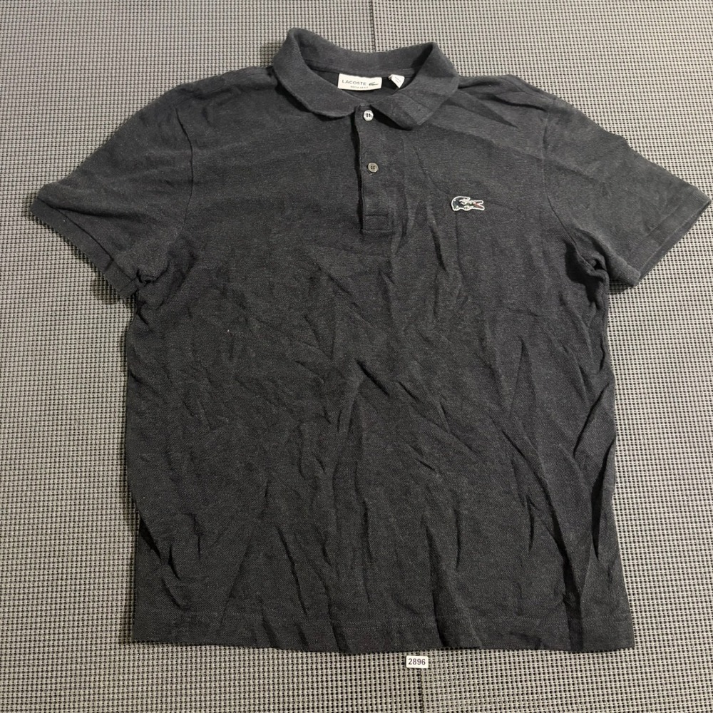 Lacoste Men Regular Fit Short Sleeve Polo Shirt Charcoal Grey Size US L FR 5